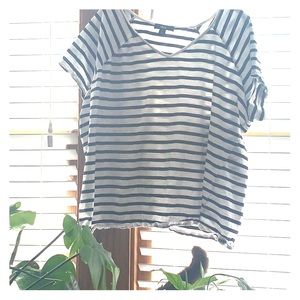 ELLOS Black and White Striped Tee